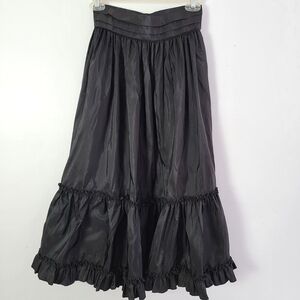 Vintage Taffeta Black Tiered Ruffle Skirt Small Moselle Beverly Hills